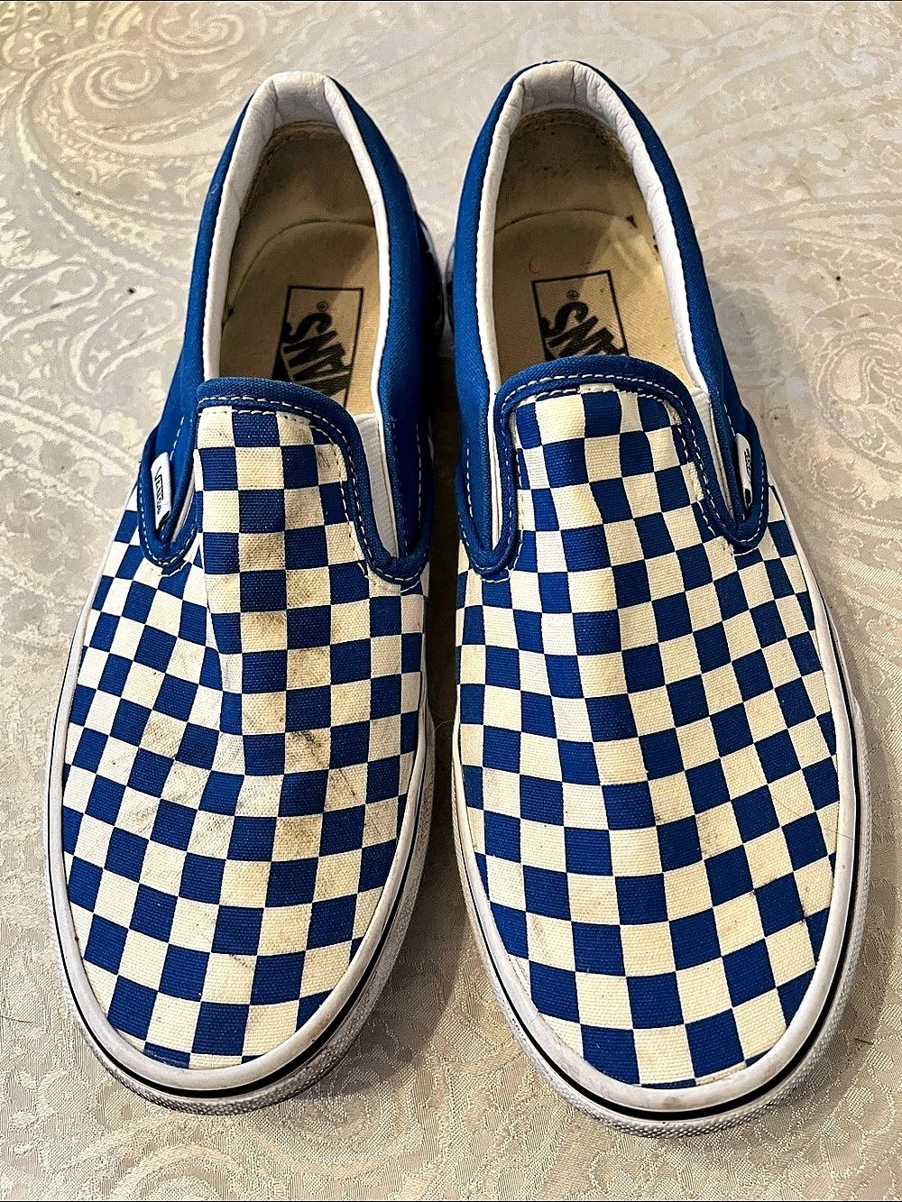 Vans Classic Slip-On Checkerboard Sneakers Blue & White US 9.0